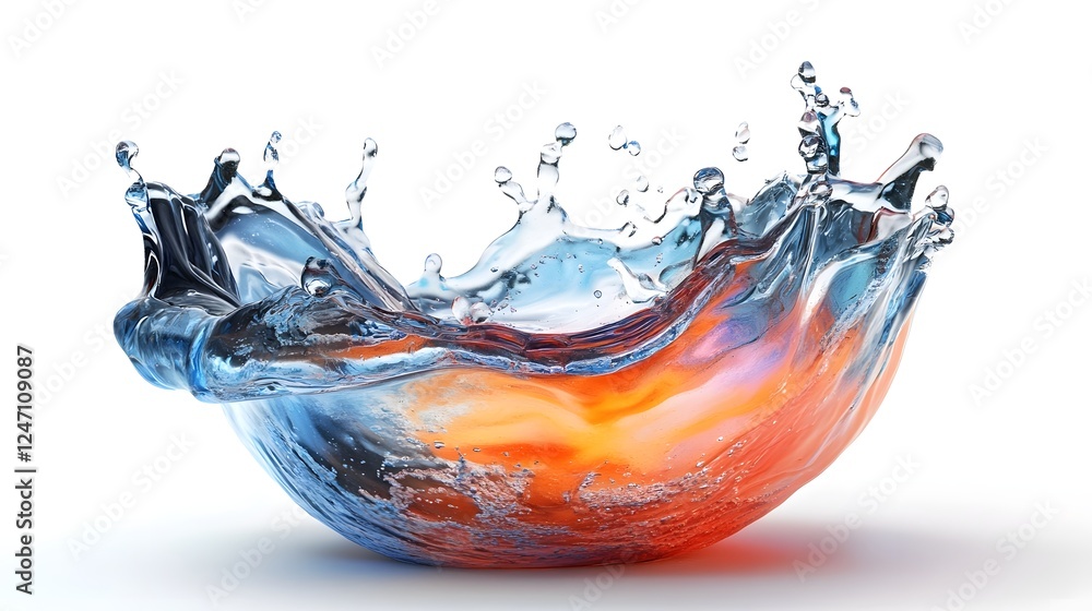 Aufkleber Abstract dynamic fluid motion with vivid orange blue and red colors creating an explosive splash of liquid energy and power in an and dynamic design