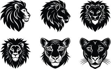 set of lion heads