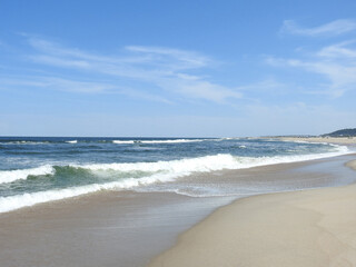 The scenic beauty of the Atlantic ocean, coastal beaches along the Sandy Hook, Gateway National...