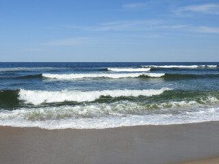 The scenic beauty of the Atlantic ocean, coastal beaches along the Sandy Hook, Gateway National...