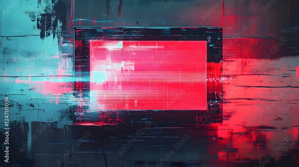 Leinwandbilder captivating abstract digital artwork featuring a bold vibrant color palette glitch inspired effects 