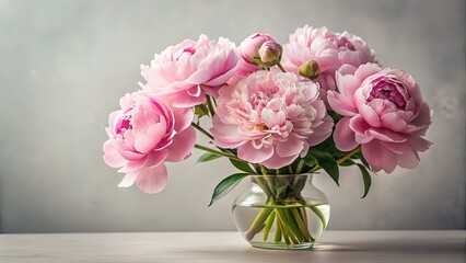 Fototapeta premium Minimalist Pink Peony Bouquet in Vase AI Art