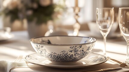 Fototapeta premium Elegant dinnerware on wooden dining table