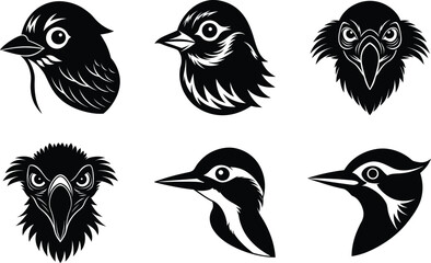 set of silhouettes of birds