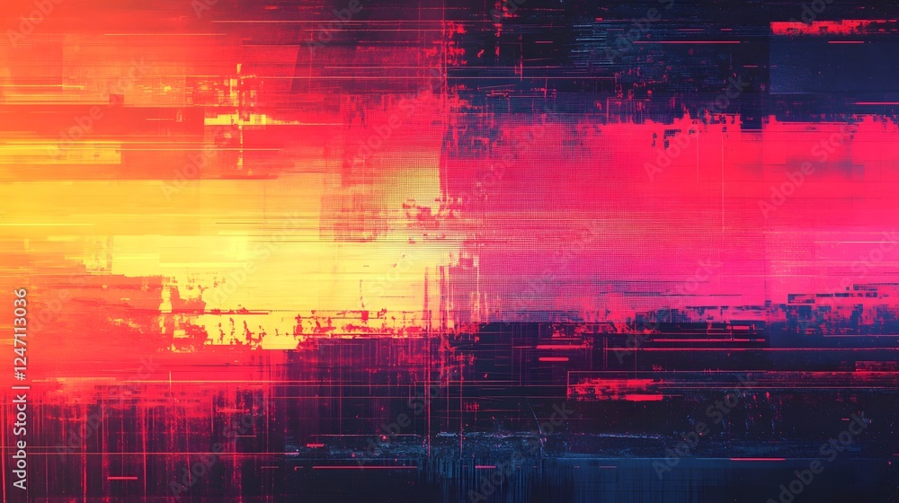 Poster Captivating digital abstract artwork featuring a dynamic and vibrant composition of intersecting lines geometric shapes and striking color gradients