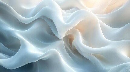 Soft White Fabric with Gentle Waves Isolated on White. Generative AI