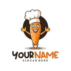 Character Carrot with chef hat logo design concept vector. Creative Carrot Logo Design Template.