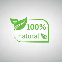 Green logo with the inscription “100% natural” and leaves symbolizing the environmental friendliness and naturalness of the product.