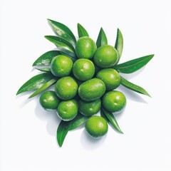 Obraz premium Bunch of Longans with Leaves in Vector Style