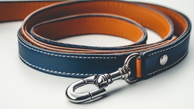 Close-up of a pet leash isolated on a white surface. Ideal for promoting dog care products or pet accessories.
