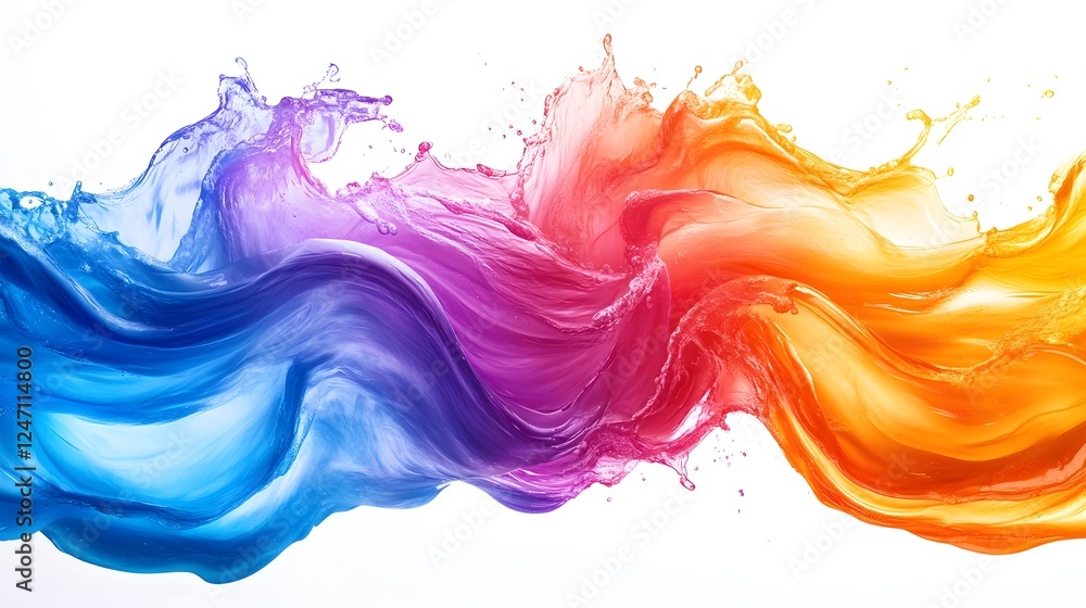 Aufkleber Captivating Fluid Motion Abstract   Vibrant colorful digital paint splashing flowing and blending across the canvas in a dynamic ethereal display of expression and visual imagination