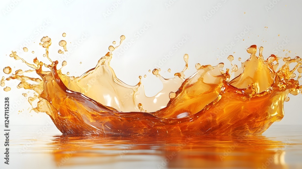 Fototapete captivating image showcasing an explosive splash of vibrant orange and yellow liquid against a white