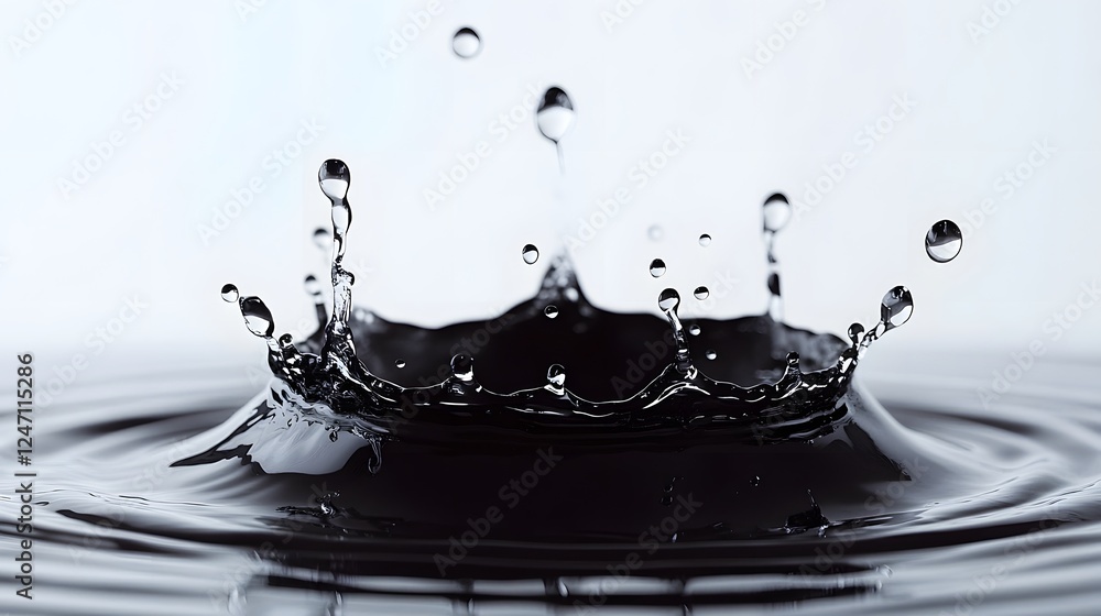 Poster captivating monochrome abstract photograph of a liquid splash showcasing the dynamic flow and ripple