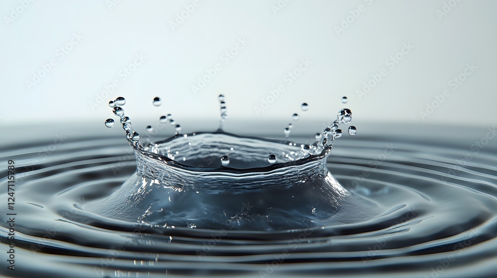 Aufkleber Captivating image showcasing the mesmerizing movement and flow of water droplets creating a dynamic and abstract textural pattern on the liquid surface with a sense of tranquility and natural beauty