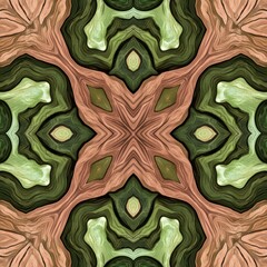 Obraz premium This abstract pattern showcases a harmonious blend of earthy tones and organic shapes in a symmetrical design.