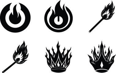 Tribal Fire Flame Tattoo Designs Six Black vector