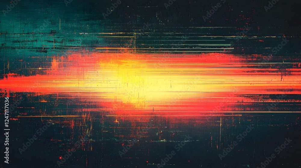 Fototapete dramatic and energetic abstract art design featuring an explosive cosmic burst of vibrant glowing co