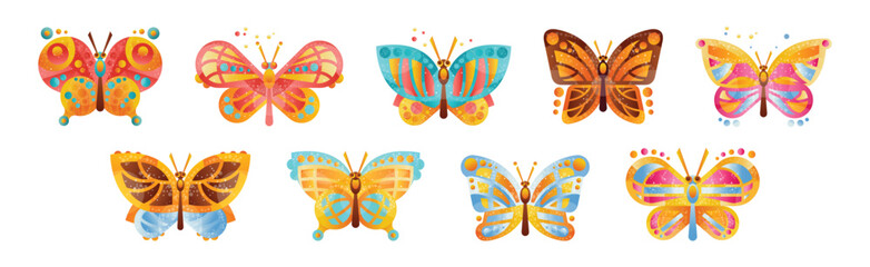 Exotic Butterfly and Moth Flat Colorful Vector Set