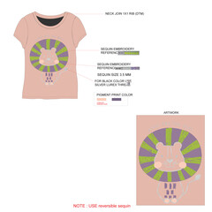 t shirt design with sequin for girls