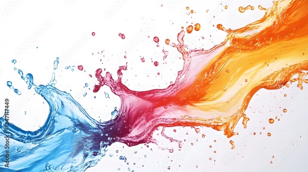 Aufkleber Dramatic Fluid Explosion with Vibrant Colors and Dynamic Movement Creating an Abstract Composition