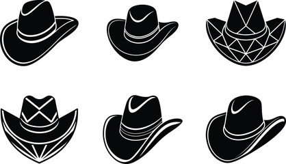 set of cowboy hats vector