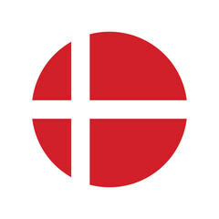 The national flag of Denmark. Circular flag of Denmark. Denmark flag vector. A symbol of national pride and heritage. Official colors, Kingdom of Denmark.