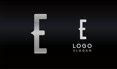 Obraz premium Stylized letter E with sharp, abstract cuts like bullet passing trail through letter for modern sleek logo design, creative agencies branding, tech startup, corporate identity. Vector illustration.