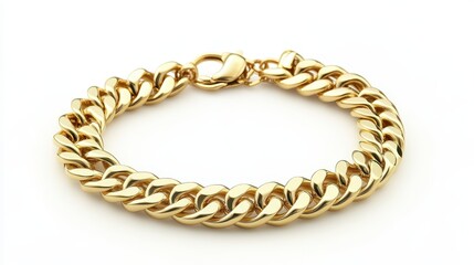 Obraz premium A single gold bracelet isolated on a clean white background, perfect for high-end fashion accessory promotions.