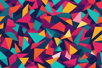 Abstract Pattern of Overlapping Triangles in Vibrant Colors
