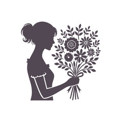 Mother's Day Love: Silhouette of Child Giving Flowers to Mother