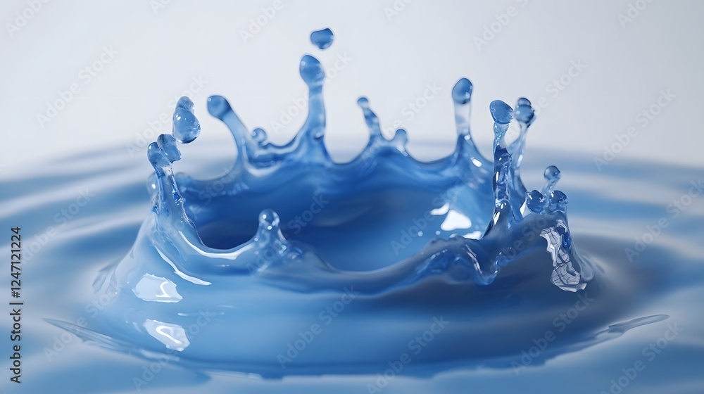Aufkleber Elegant and captivating close up shot of a single water drop creating a smooth dynamic splash on a clear transparent surface