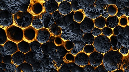 Golden abstract honeycomb texture background