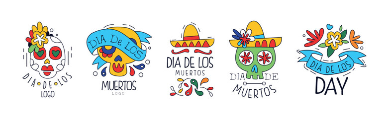 Mexican Dead Holiday and Festival Label Vector Set