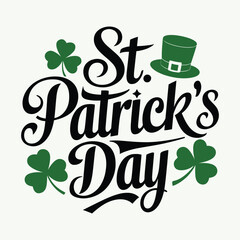 Naklejka premium St. Patrick s Day lettering greeting card. Calligraphic design, poster, banner template. Vector