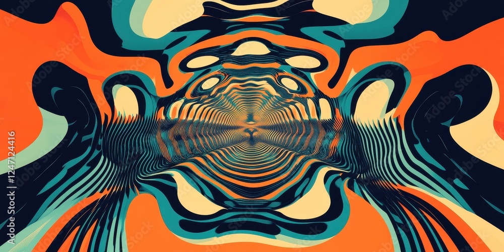 Poster abstract swirling patterns create a psychedelic tunnel illusion