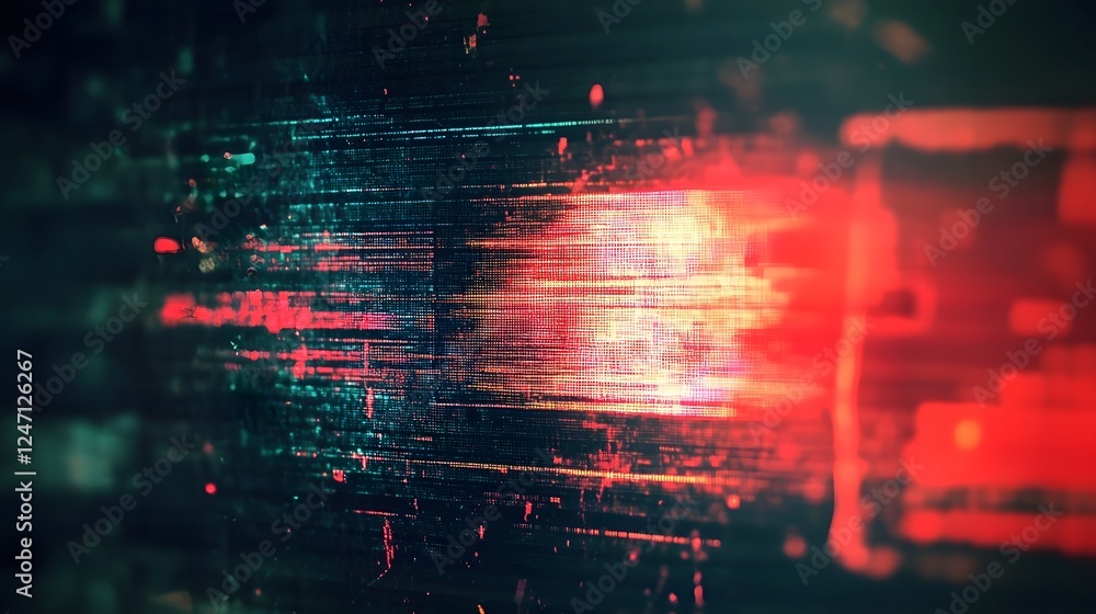 Leinwandbilder Mesmerizing abstract background with a fiery digital explosion featuring vibrant fractured patterns radiant chromatic glow and pulsating kaleidoscopic light effects  The image creates a futuristic
