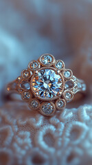 Fototapeta premium diamond ring on a white background