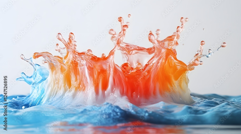 Aufkleber Mesmerizing abstract image showcasing dynamic and vibrant liquid explosions in a chaotic aquatic environment  Bursts of vivid colors including red orange and blue