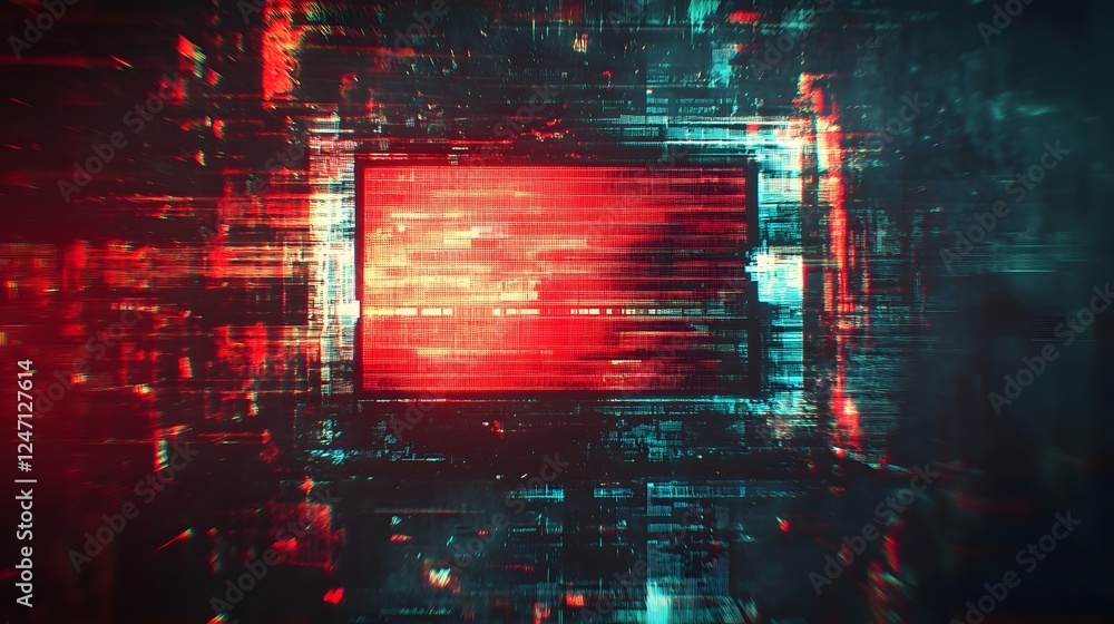 Leinwandbilder Mesmerizing digital abstract visualization featuring a captivating arrangement of futuristic cyberpunk inspired neon textures patterns and dynamic light effects