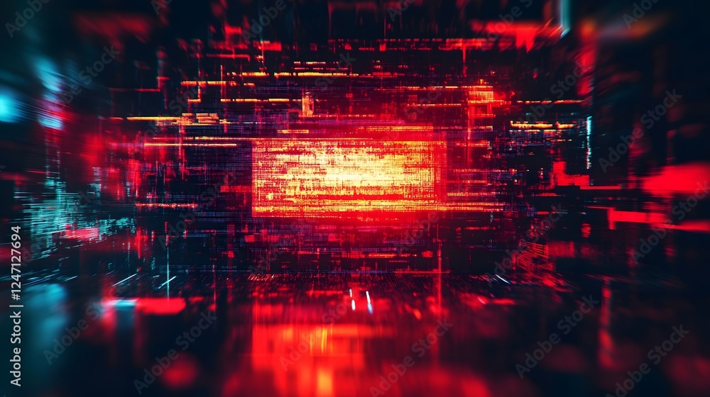 Poster Mesmerizing digital abstract with motion blurred futuristic neon lights flames and explosions creating a surreal conceptual and captivating artwork that evokes a sense of energy technology