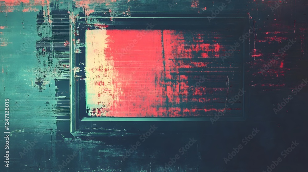 Aufkleber Mesmerizing digital glitch art with vibrant colorful textures and experimental fractal patterns that create a captivating visionary and immersive visual experience