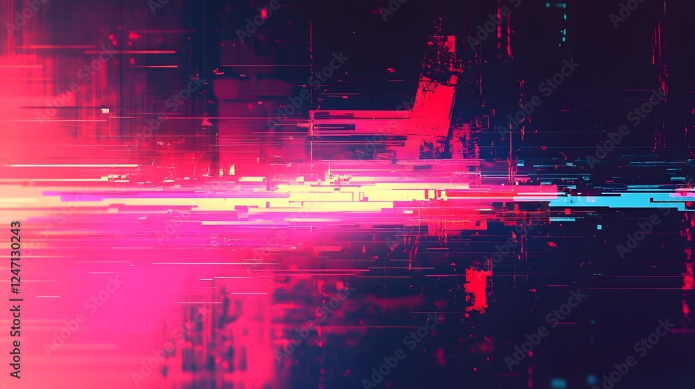 Aufkleber striking abstract digital art background featuring a glitch like distorted pattern with vibrant neon