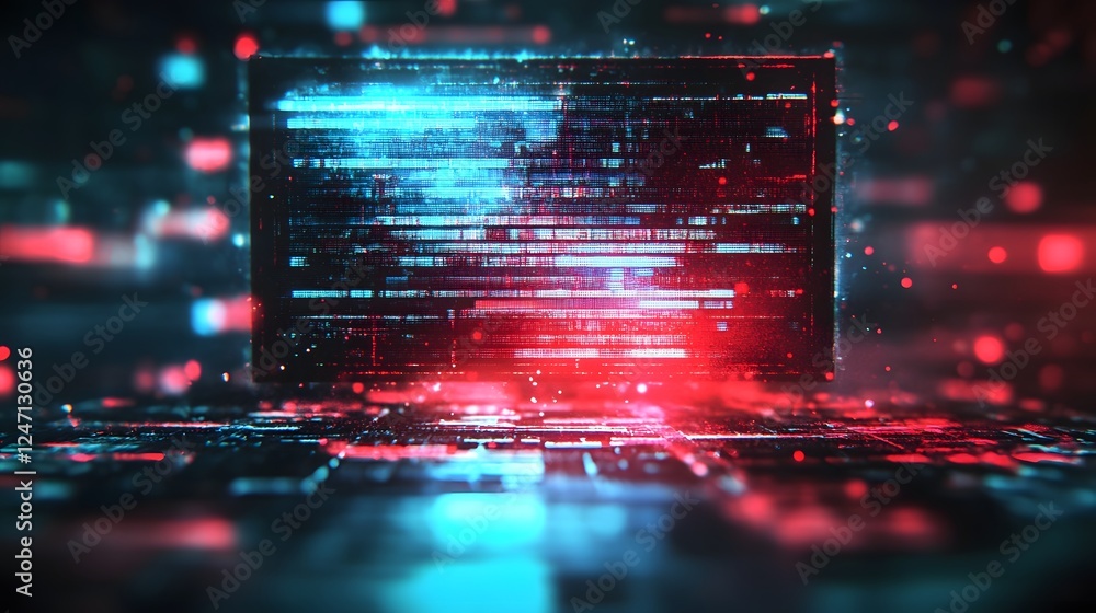 Poster Stunning and captivating futuristic digital landscape featuring a mesmerizing display of glowing neon lights dynamic abstract patterns and vivid color gradients