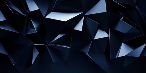 Obraz premium Abstract geometric black shapes in dark low-poly pattern design