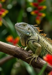 Obraz premium Iguana in the wild nature. Iguana lizard