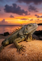 Fototapeta premium Iguana in the wild nature. Iguana lizard