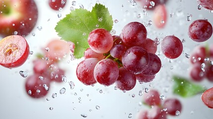 Sliced ​​Fruits, Vegetables and Greens Floating with Water Drops, Abstract Image, Texture, Pattern Background, Wallpaper, Cover and Screen for Smartphone, PC, Laptop, 9:16 and 16:9 Format