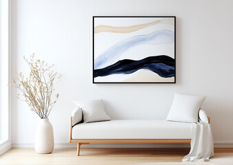 Modern Abstract Painting On Wall In Light Interior