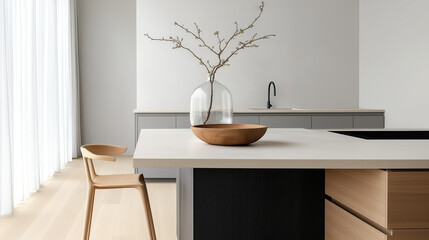 Modern Minimalist Kitchen Interior Design With Light Gray Walls