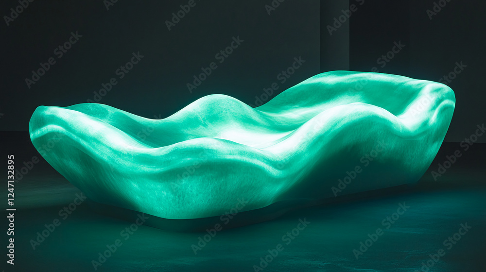 Aufkleber a glowing, abstract teal structure with soft flowing curves, symbolizing energy and fluidity, illumi